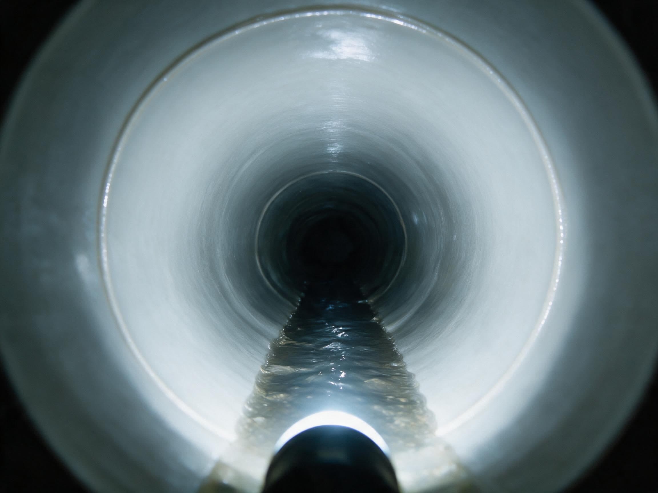 La même canalisation après chemisage : paroi lisse et claire, sans corrosion ni fissure.